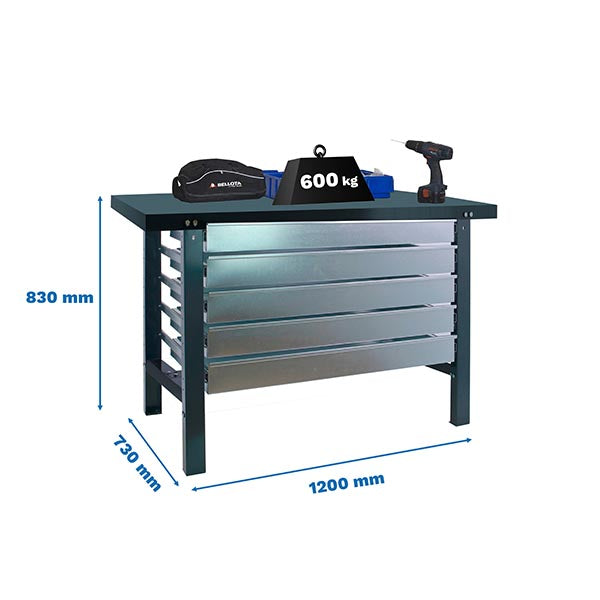 Workbench Simonwork BT6 Metal 5box 1200x735 Anthracite - (830x1200x730)