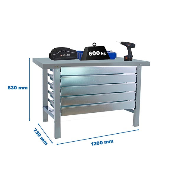 Workbench Simonwork BT6 Metal 5box 1200x735 Gray - (830x1200x730)