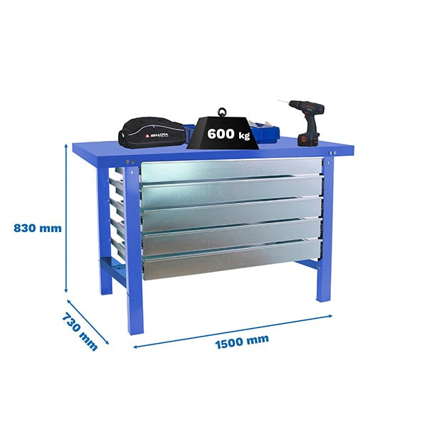 Workbench Simonwork BT6L Metal 5box 1500x735 Blue - (830x1500x730)