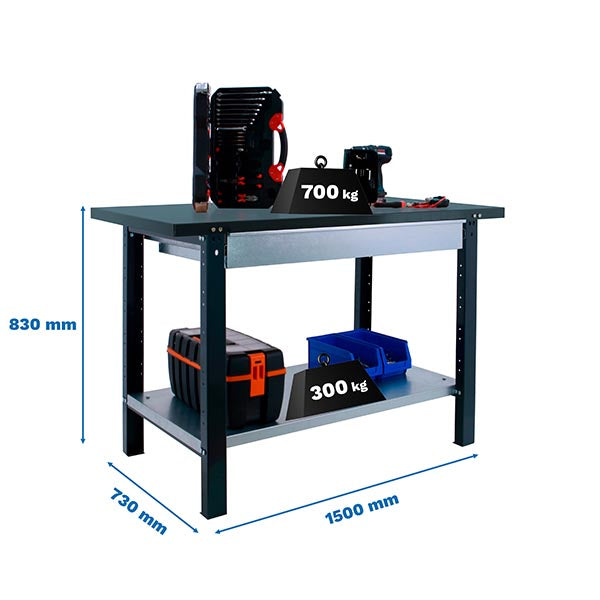 Bancada Simonwork BT6L Pro Metal 1 caixa 1500 Antracite - (830x1500x730)