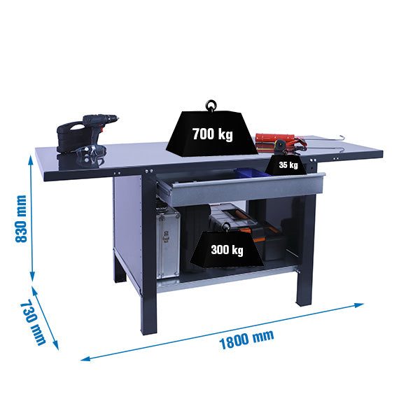 Workbench Simonwork BT6L Pro Metal 1box 1800 Anthracite - (830x1800x730)