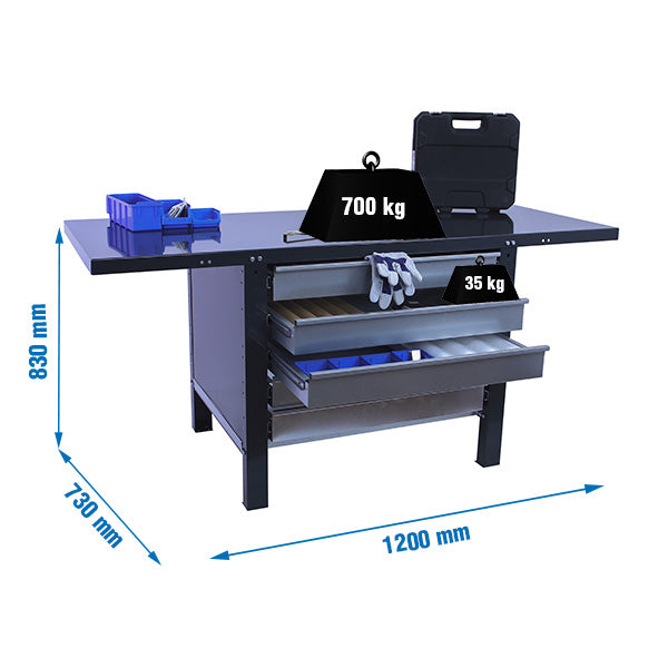 Workbench Simonwork BT6 Pro Metal 5box 1200 Anthracite - (830x1200x730)
