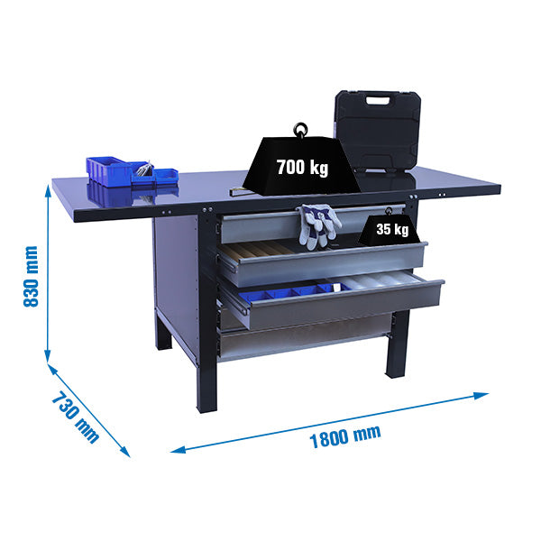 Workbench Simonwork BT6L Pro Metal 5box 1800 Anthracite - (830x1800x730)