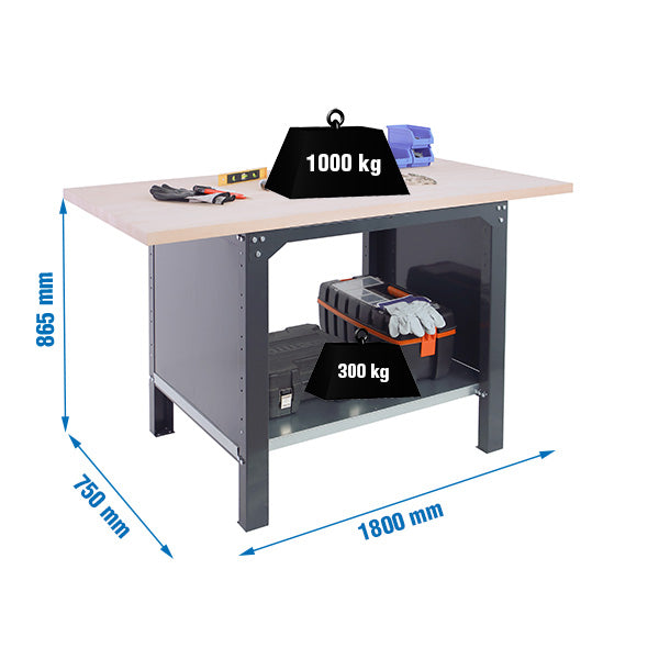 Bancada Simonwork BT6L Pro Laminado 1800 Antracite/Faia - (865x1800x750)