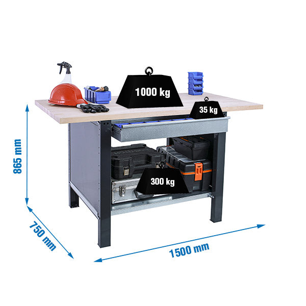 Bancada Simonwork BT6L Pro Laminado 1 caixa 1500 Antracite/Ha - (865x1500x750)