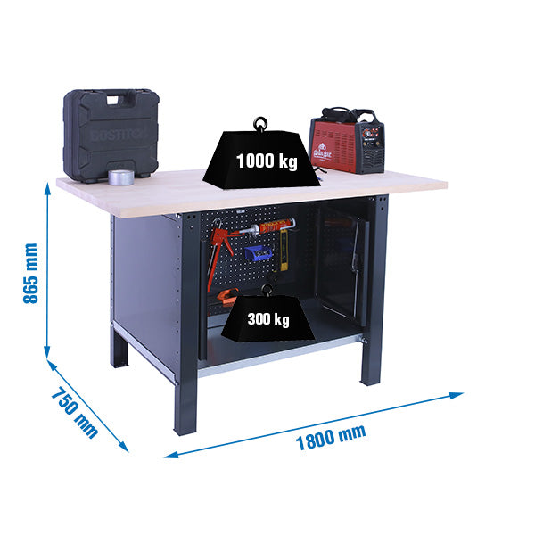 Bancada Simonwork BT6L Pro Laminado Gabinete 1800 Antracite - (865x1800x750)