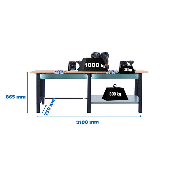 Bancada Simonwork BT6 Pro Tandem Laminado 2box 2100 Ant/Ha - (865x2100x750)