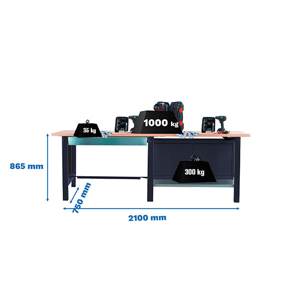 Bancada Simonwork BT6 Pro Tande Laminado 1 caixa 1 cabine 2100 An - (865x2100x750)