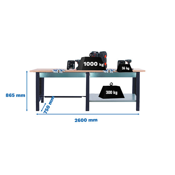 Workbench Simonwork BT6L Pro Tandem Laminate 2box 2600 An/Ha - (865x2600x750)