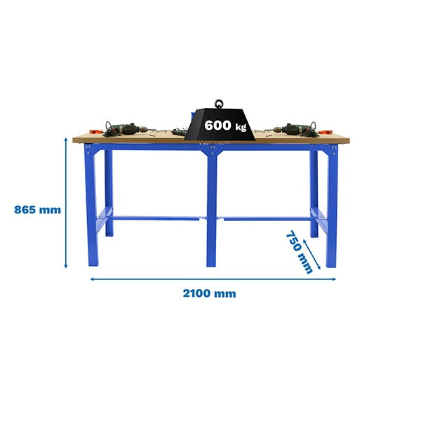 Workbench Simonwork BT6 MDF Tandem 2100 Blue/Wood - (865x2100x750)