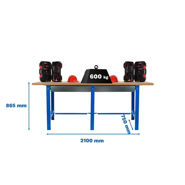Workbench Simonwork BT6 MDF Tandem 2box 2100 Blue/Wood - (865x2100x750)