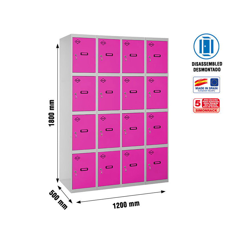Locker Simonlocker Unassembled 4 Doors 4/16 300 (1200) Gr/Ro - (1800x1200x500)