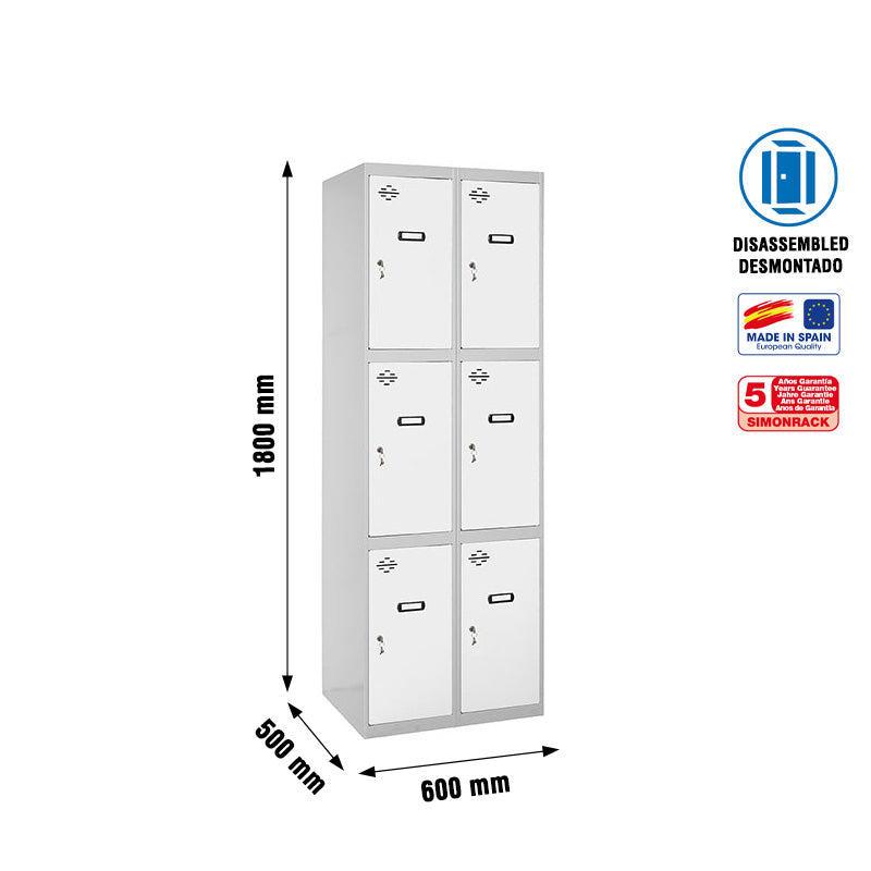 Locker Simonlocker Unassembled 3 Doors 2/6 300 (600) Gr/Bl - (1800x600x500)
