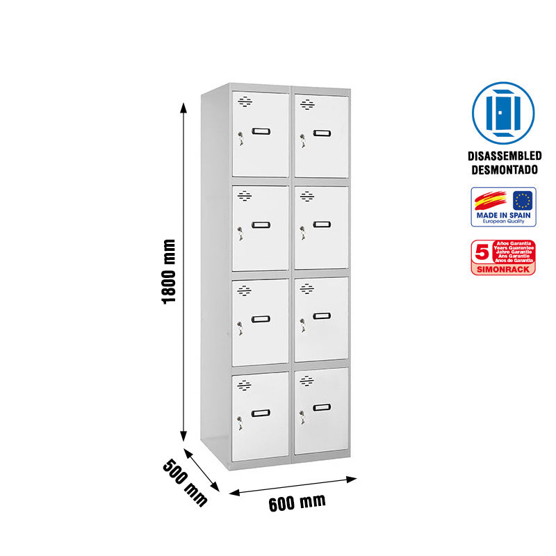 Locker Simonlocker Unassembled 4 Doors 2/8 300 (600) Gr/Bl - (1800x600x500)
