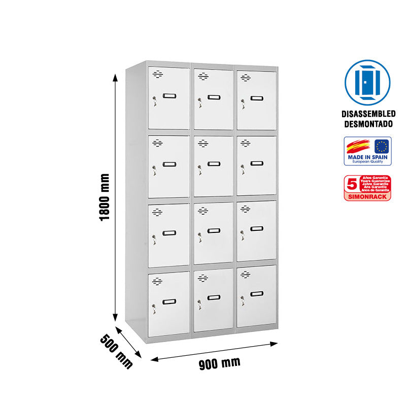 Locker Simonlocker Unassembled 4 Doors 3/12 300 (900) Gr/Bl - (1800x900x500)