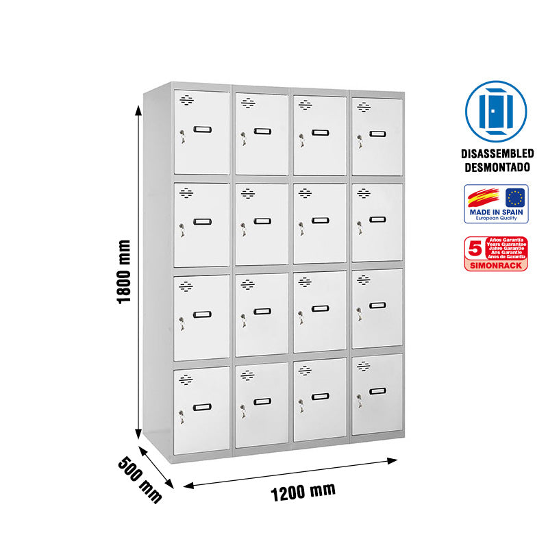 Locker Simonlocker Unassembled 4 Doors 4/16 300 (1200) Gr/Bl - (1800x1200x500)