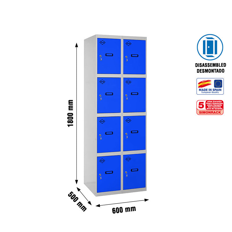 Locker Simonlocker Unassembled 4 Doors 2/8 300 (600) Gr/Az - (1800x600x500)
