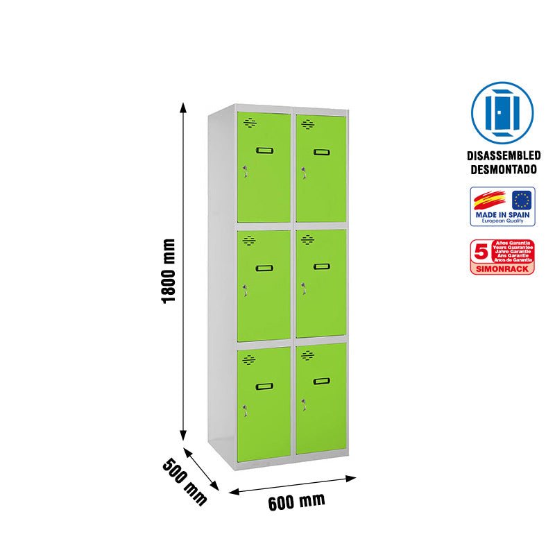 Locker Simonlocker Unassembled 3 Doors 2/6 300 (600) Gr/Ve - (1800x600x500)