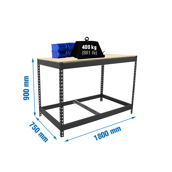 Workbench Simonwork Basic 1 901875-1 Anthracite/Wood - (900x1800x750)