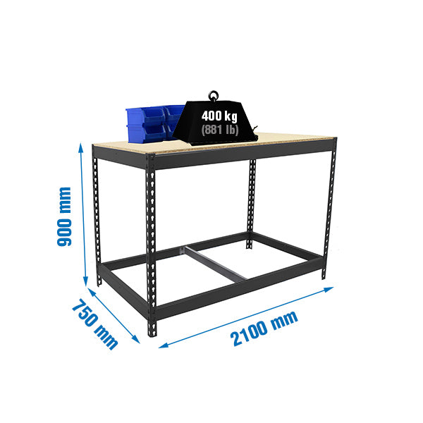 Workbench Simonwork Basic 1 902175-1 Anthracite/Wood - (900x2100x750)