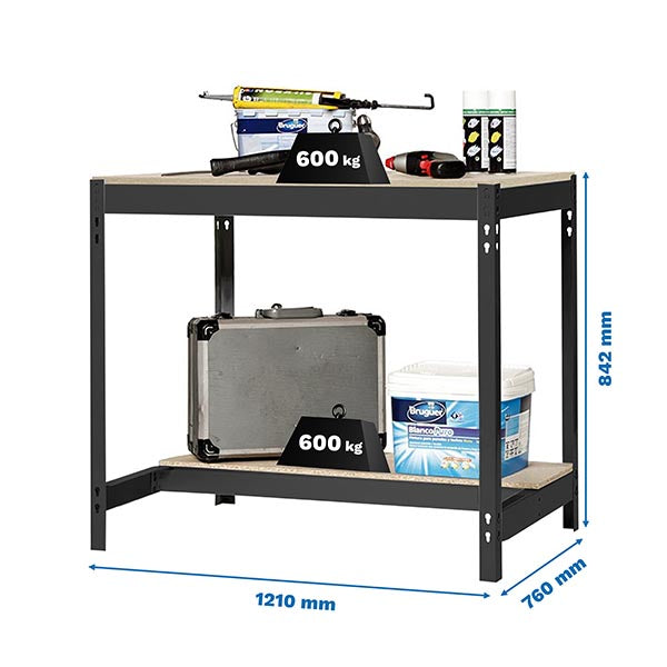 Banco de trabajo Simonwork BT0 1200x750 Antracita/Madera - (842x1210x760)