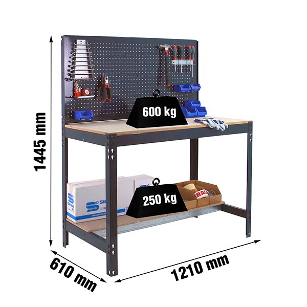 Workbench Simonwork BT2 1200 Anthracite/Wood - (1445x1210x610)