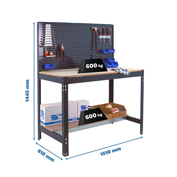 Workbench Simonwork BT2 1500 Anthracite/Wood - (1445x1510x610)