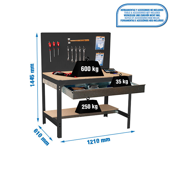 Workbench Simonwork BT2 Box 1200 Anthracite/Wood - (1445x1210x610)