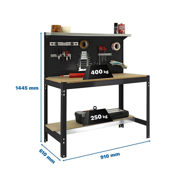 Workbench Simonwork BT3 900 Anthracite/Wood - (1445x910x610)