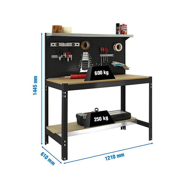 Workbench Simonwork BT3 1200 Anthracite/Wood - (1445x1210x610)