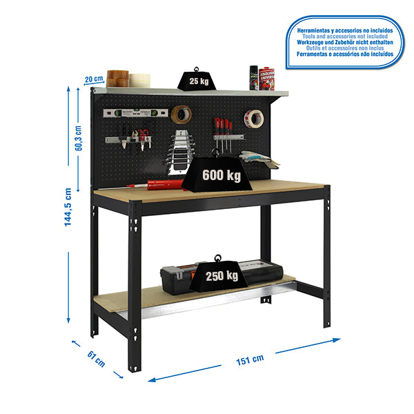 Workbench Simonwork BT3 1500 Anthracite/Wood - (1445x1510x610)