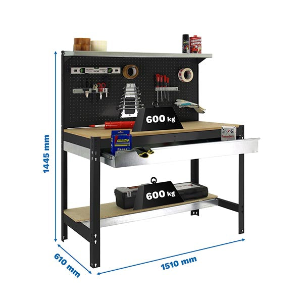 Workbench Simonwork BT3 Box 1500 Anthracite/Wood - (1445x1510x610)