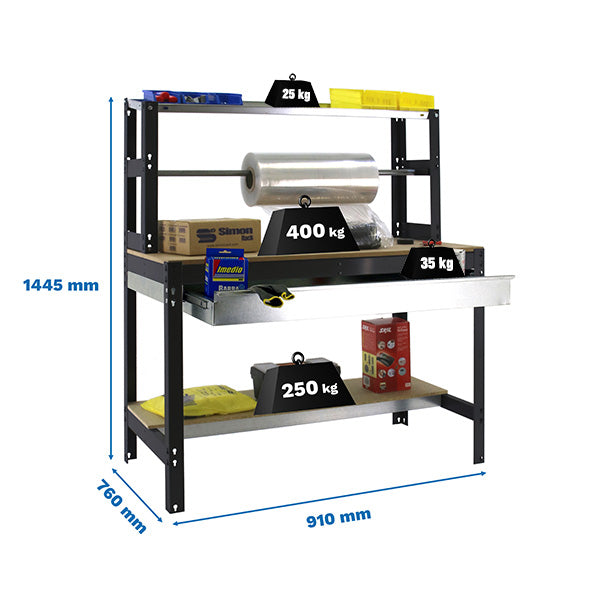 Workbench Simonwork BT4 Box 900 Anthracite/Wood - (1445x910x760)