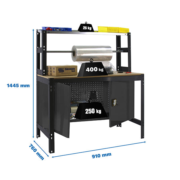 Workbench Simonwork BT4 Cabinet 900 Anthracite/Wood - (1445x910x760)