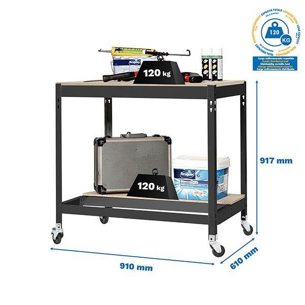 Workbench Simonwork Mobile BT0 900 Anthracite/Wood - (917x910x610)
