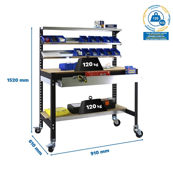 Workbench Simonwork Mobile BT1 Box 900 Anthracite/Wood - (1520x910x610)