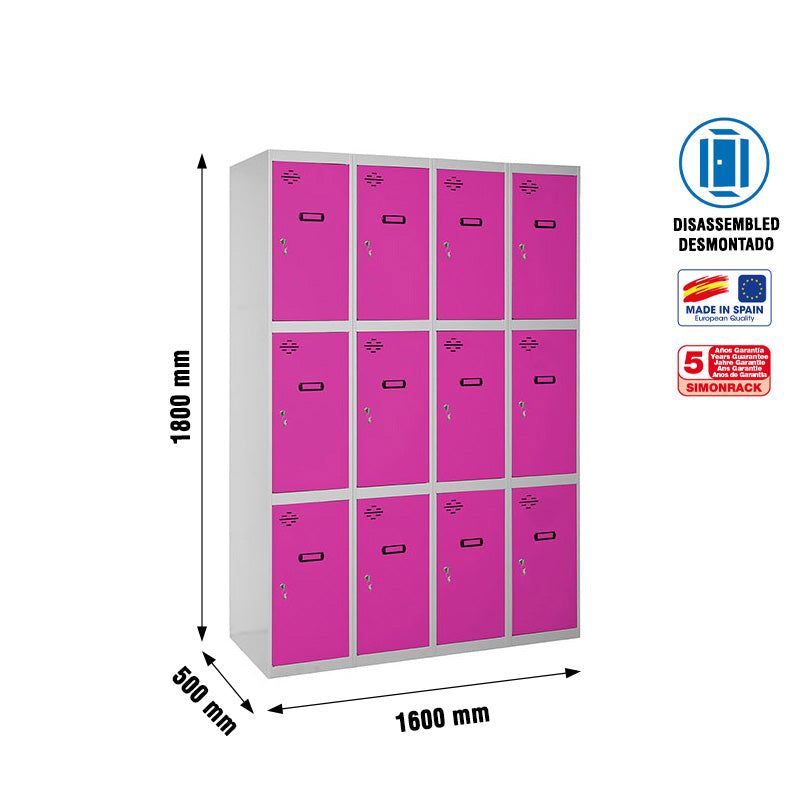 Armário Simonlocker Desmontado 3 Portas 4/12 400 (1600) Gr/Rs - (1800x1600x500)