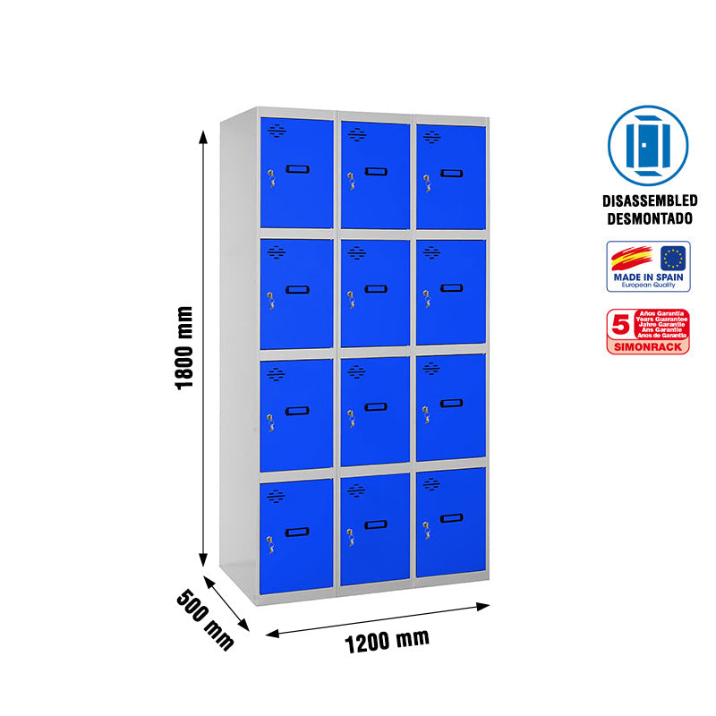 Locker Simonlocker Unassembled 4 Doors 3/12 400 (1200) Gr/Az - (1800x1200x500)