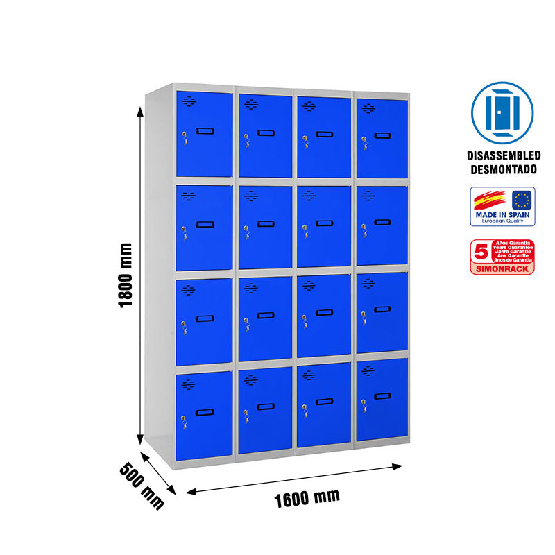 Locker Simonlocker Unassembled 4 Doors 4/16 400 (1600) Gr/Az - (1800x1600x500)