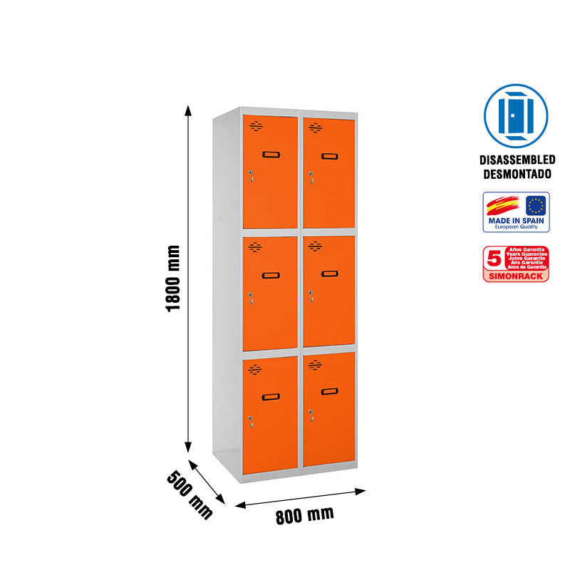 Locker Simonlocker Unassembled 3 Doors 2/6 400 (800) Gr/Na - (1800x800x500)