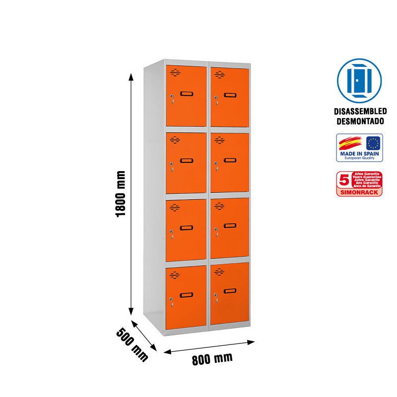 Locker Simonlocker Unassembled 4 Doors 2/8 400 (800) Gr/Na - (1800x800x500)