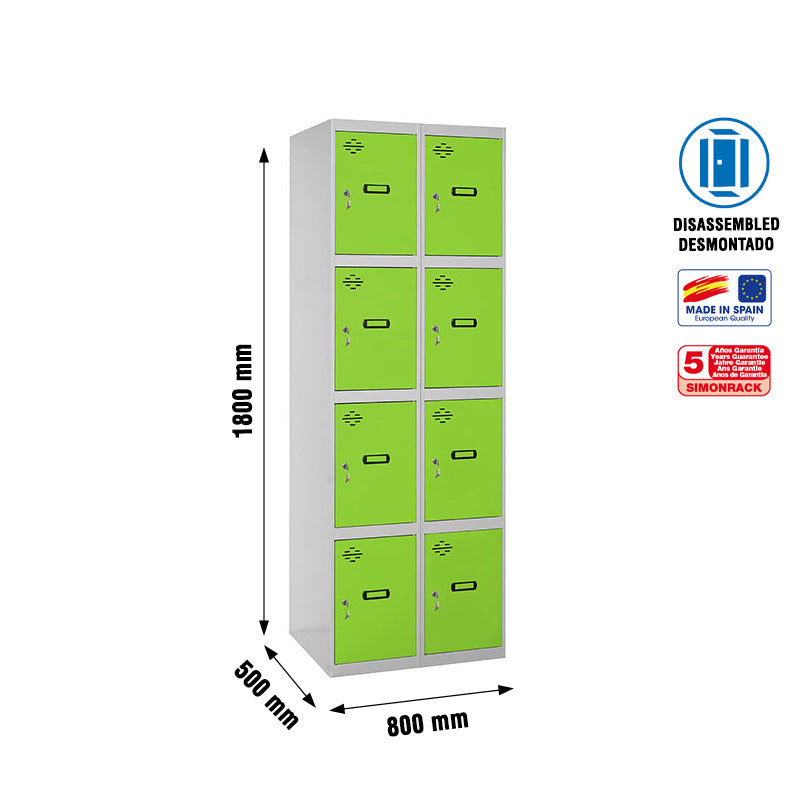 Locker Simonlocker Unassembled 4 Doors 2/8 400 (800) Gr/Ve - (1800x800x500)