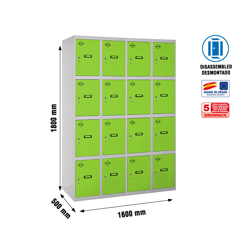 Locker Simonlocker Unassembled 4 Doors 4/16 400 (1600) Gr/Ve - (1800x1600x500)