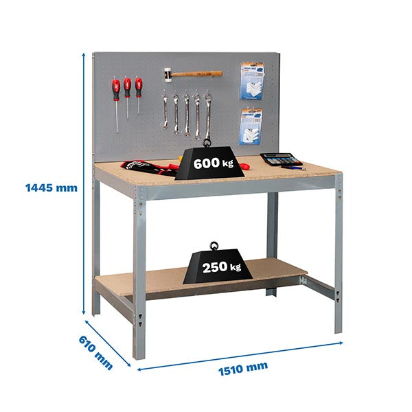 Banco de trabajo Simonwork BT2 1500 Gris/Madera - (1445x1510x610)