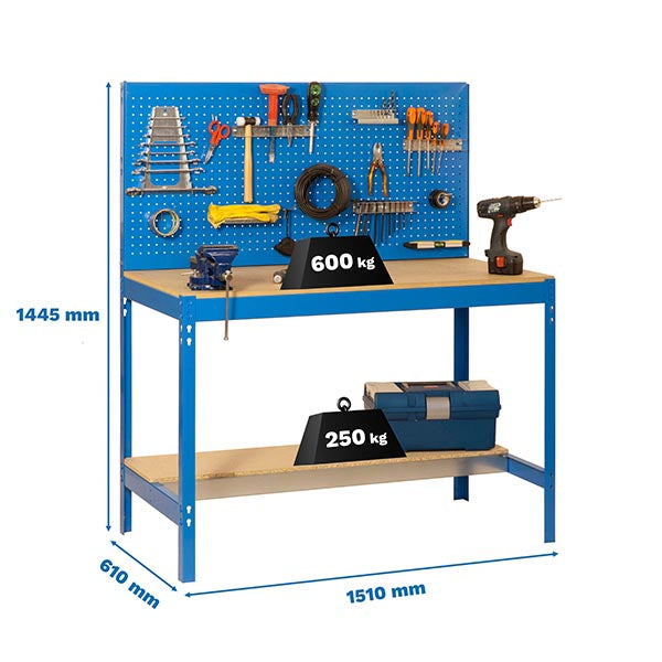 Workbench Simonwork BT2 1500 Blue/Wood - (1445x1510x610)