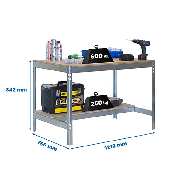 Workbench Simonwork BT0 1200x750 Galv/Wood - (842x1210x760)
