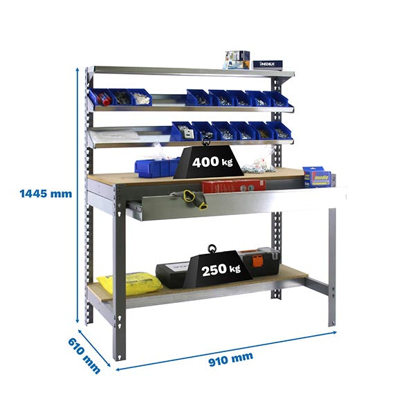 Workbench Simonwork BT1 Box 900 Grey/Wood - (1445x910x610)