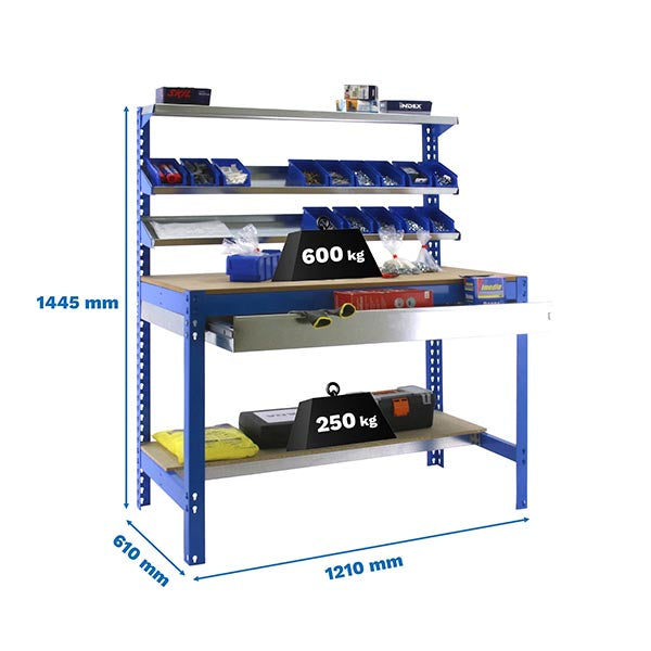 Workbench Simonwork BT1 Box 1200 Blue/Wood - (1445x1210x610)