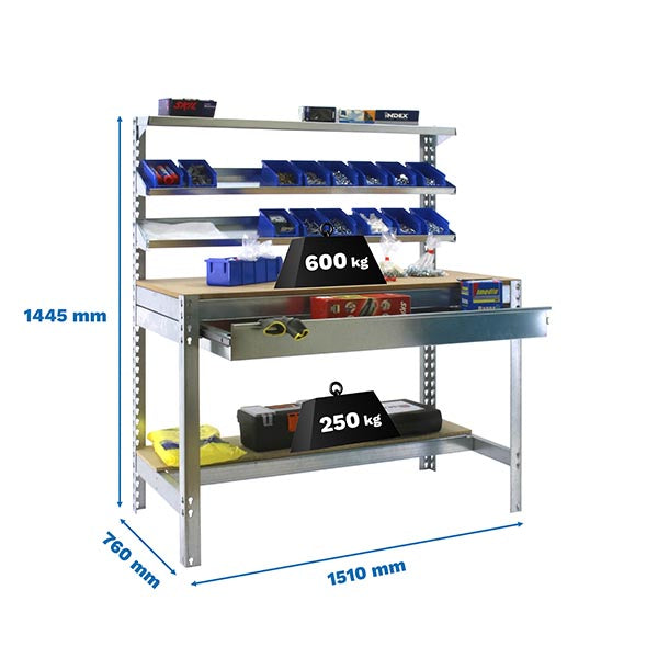 Workbench Simonwork BT1 Box 1500 Galv/Wood - (1445x1510x760)