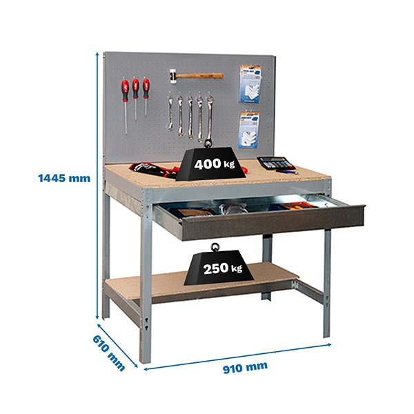Banco de trabajo Simonwork BT2 Box 900 Gris/Madera - (1445x910x610)